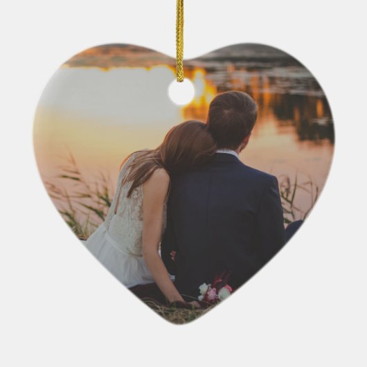 Dusty Blue Greenery Eucalyptus Mr. & Mrs Foto Keramisch Ornament (Achterkant)