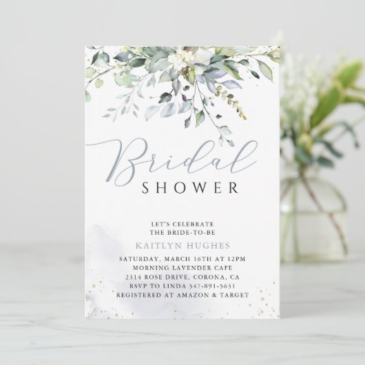 Dusty Blue Greenery Eucalyptus Vrijgezellenfeest Kaart (Staand voorkant)