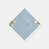 Dusty Blue Greenery Floral Heart Script Wedding Servet (Hoek)