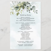 Dusty Blue Greenery Floral Rustic Wedding Programs (Achterkant)
