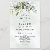 Dusty Blue Greenery Floral Rustic Wedding Programs (Voorkant)