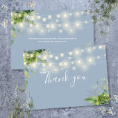 Dusty Blue Greenery Floral String Lights Bedankkaart
