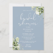 Dusty Blue Greenery Floral Vrijgezellenfeest Kaart (Voorkant)