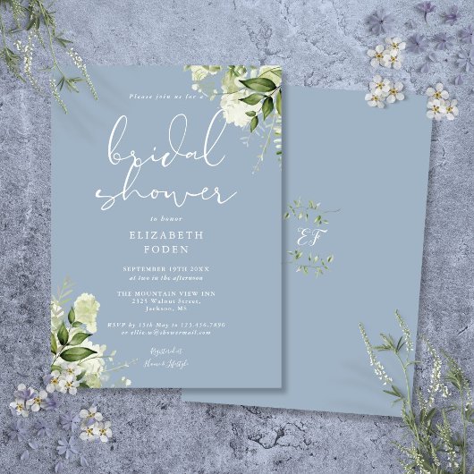 Dusty Blue Greenery Floral Vrijgezellenfeest Kaart