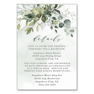 Dusty Blue Greenery Floral Wedding Enclosure Cards Kaart