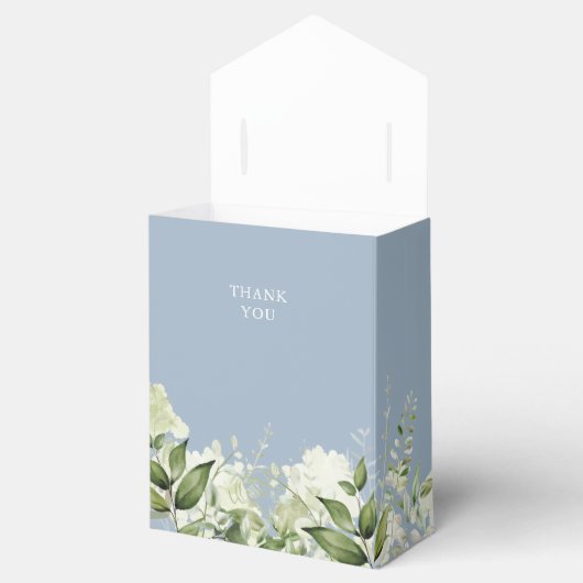 Dusty Blue Greenery Foliage Baby shower Favor Box Bedankdoosjes (Geopend)