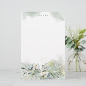 Dusty Blue Greenery Foliage Leaves Personalized Briefpapier (Staand voorkant)