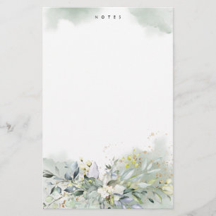 Dusty Blue Greenery Foliage Leaves Personalized Briefpapier