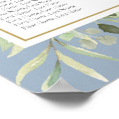 Dusty Blue Greenery Foliage Wedding Seding Chart Poster (Hoek)