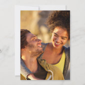 Dusty Blue Greenery Foto Gold Script Weddenschap Kaart (Achterkant)