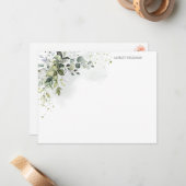 Dusty Blue Greenery Gepersonaliseerde briefpapier Notitiekaartje (Voorkant / Achterkant in situ)