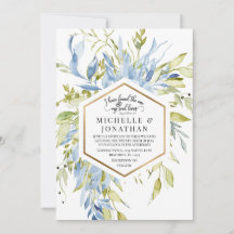 Dusty Blue Greenery Gold Lijst Christelijk huwelij
