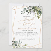 Dusty Blue Greenery Gold repesal Dinner Kaart (Voorkant)