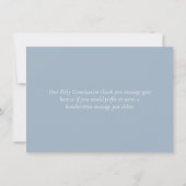 Dusty Blue Greenery Heilige Communie Bedankkaart (Achterkant)