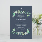 Dusty Blue Greenery Leafy Budget Wedding Invite A9 (Staand voorkant)