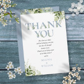 Dusty Blue Greenery Letter Baby shower Gedicht Bedankkaart