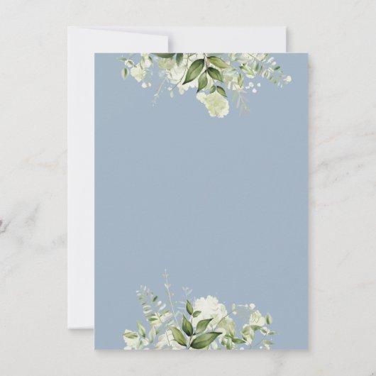 Dusty Blue Greenery Letter Baby shower Gedicht Bedankkaart (Achterkant)