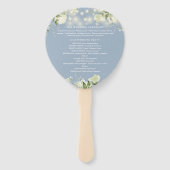 Dusty Blue Greenery Lights Huwelijksprogramma Hart Handwaaier (Achterkant)