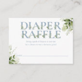 Dusty Blue Greenery Luier Raffle Baby shower Informatiekaartje (Voorkant)