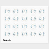 Dusty Blue Greenery Modern Monogram Wedding Ronde Sticker (Vel)