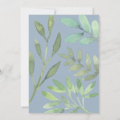 Dusty Blue Greenery Monogram Wedding Kaart (Achterkant)