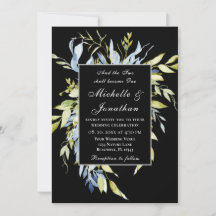 Dusty Blue Greenery op Black Christelijk Wedding