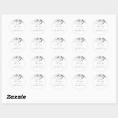 Dusty Blue Greenery Romantic Wedding Ronde Sticker (Vel)