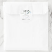 Dusty Blue Greenery Romantic Wedding Ronde Sticker (Tas)