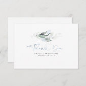 Dusty Blue Greenery Silver laat een kleine dank Bedankkaart (Voorkant / Achterkant)