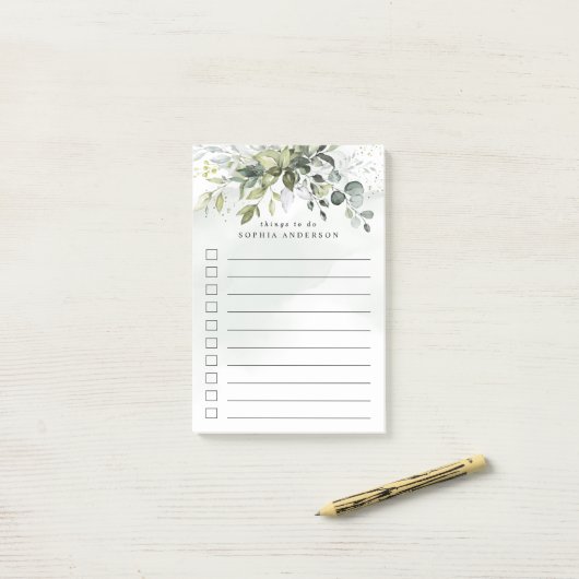 Dusty Blue Greenery Succulent Elegant om lijst te Post-it® Notes (Op bureau)