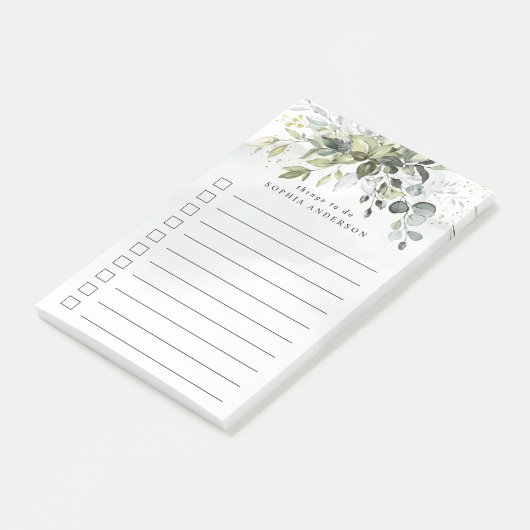 Dusty Blue Greenery Succulent Elegant om lijst te Post-it® Notes (Schuin)