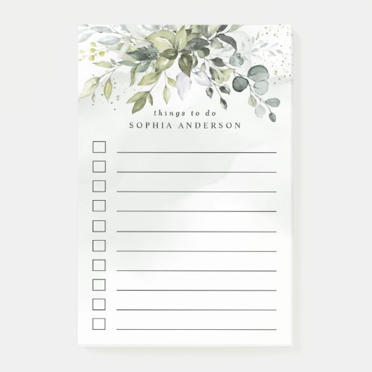 Dusty Blue Greenery Succulent Elegant om lijst te Post-it® Notes (Voorkant)