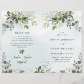 Dusty Blue Greenery Thémded Wedding Programs (Voorkant)