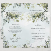 Dusty Blue Greenery Thémded Wedding Programs (Voorkant / Achterkant)