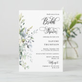 Dusty Blue Greenery Vrijgezellenfeest QR Code Foto Kaart (Staand voorkant)