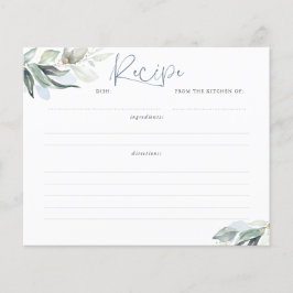 Dusty Blue Greenery Vrijgezellenfeest Recipcard