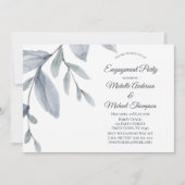 Dusty Blue Greenery Waterverf Engagement Party Kaart (Voorkant)