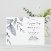 Dusty Blue Greenery Waterverf Engagement Party Kaart (Staand voorkant)