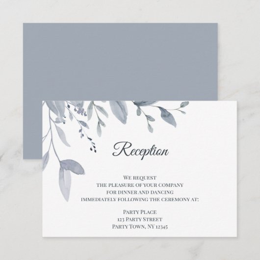 Dusty Blue Greenery Waterverf Kaart (Voorkant / Achterkant)