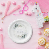 Dusty Blue Greenery Waterverf Romantic Wedding Papieren Bordje (Feest)