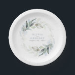Dusty Blue Greenery Waterverf Romantic Wedding Papieren Bordje<br><div class="desc">Greenery dusty blauw borden voor het bruiloft</div>