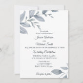 Dusty Blue Greenery Waterverf Wedding Kaart (Voorkant)