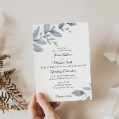Dusty Blue Greenery Waterverf Wedding Kaart