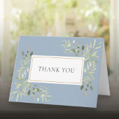 Dusty Blue Greenery Wedding Bedankt Kaart