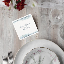 Dusty Blue Greenery Wedding Cocktail Napkin Servet