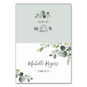 Dusty Blue Greenery Wedding Folded Place Kards Kaart (Voorkant)