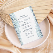 Dusty Blue Greenery Wedding Invitation  Kaart