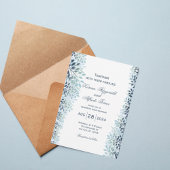 Dusty Blue Greenery Wedding Invitation  Kaart