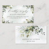 Dusty Blue Greenery Wedding Online RSVP-kaarten Visitekaartje (Voorkant / Achterkant)