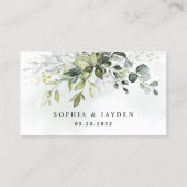 Dusty Blue Greenery Wedding Online RSVP-kaarten Visitekaartje (Achterkant)
